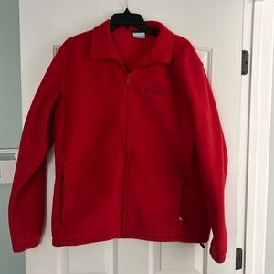 Columbia men’s fleece two front zip pockets, size large red